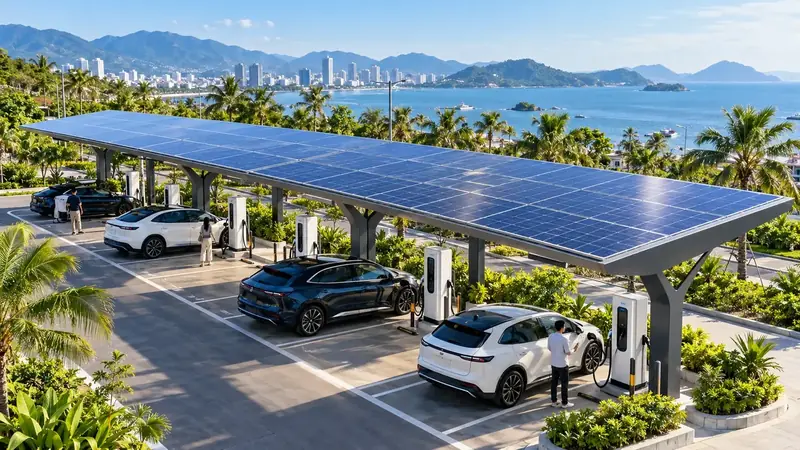 Điện mặt trời kết hợp trạm sạc xe điện